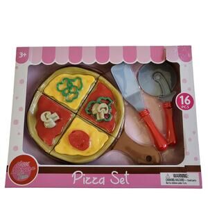NIB Happy Afternoon Tea 16 Pieces Pizza Play Food Set Age 3 and Up